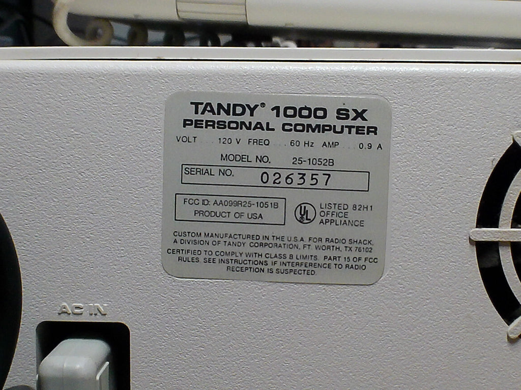 Tandy 1000 SX Computer – Fully Working, DOS, 20MB Hard Drive, Keyboard Included