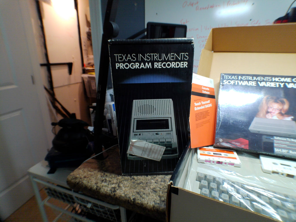 Texas Instruments TI-99/4A Complete Bundle — Boxed Console & Program Recorder, Speech Synthesizer, Sealed Software — Untested (As-Is)