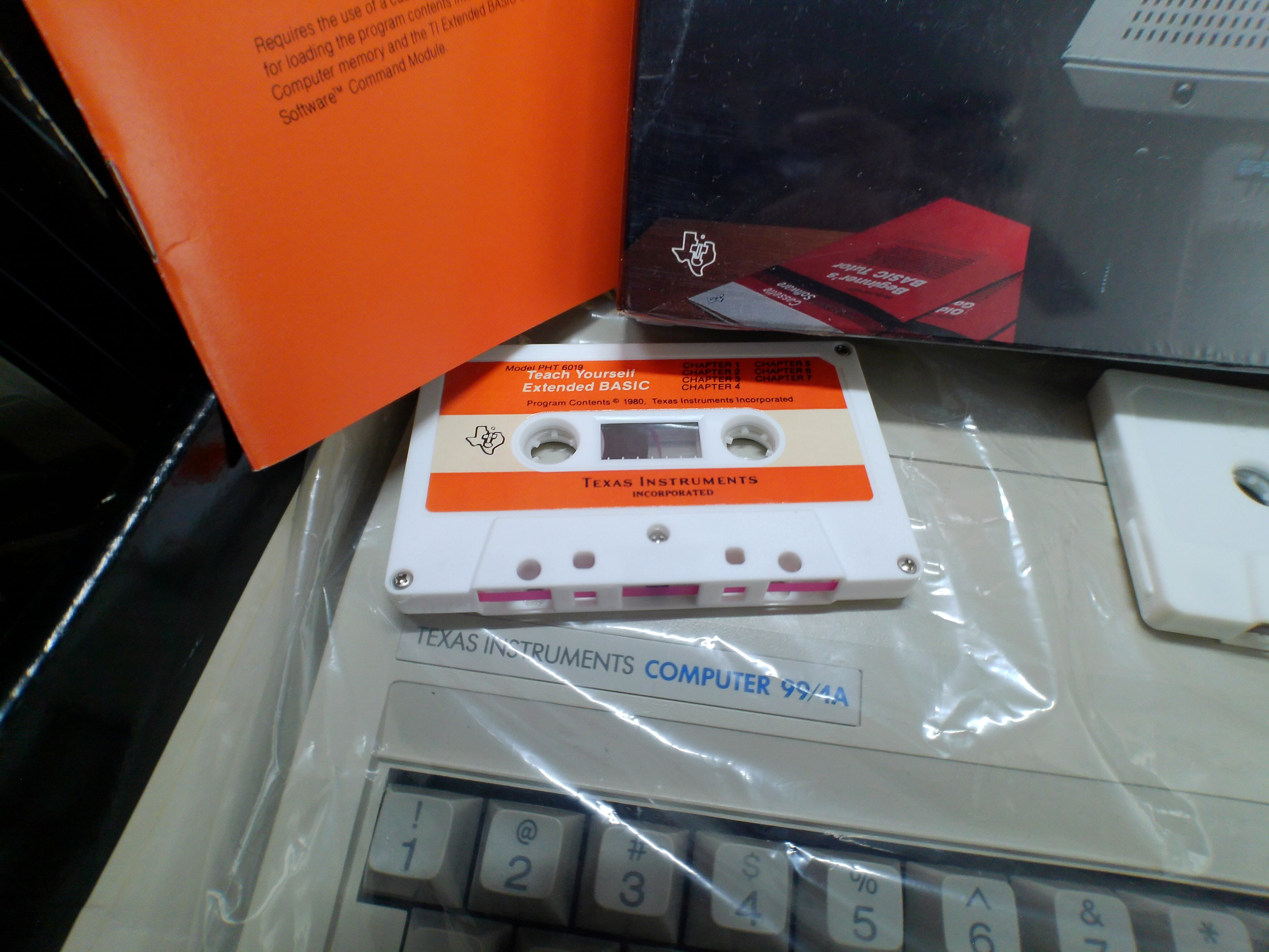 Texas Instruments TI-99/4A Complete Bundle — Boxed Console & Program Recorder, Speech Synthesizer, Sealed Software — Untested (As-Is)