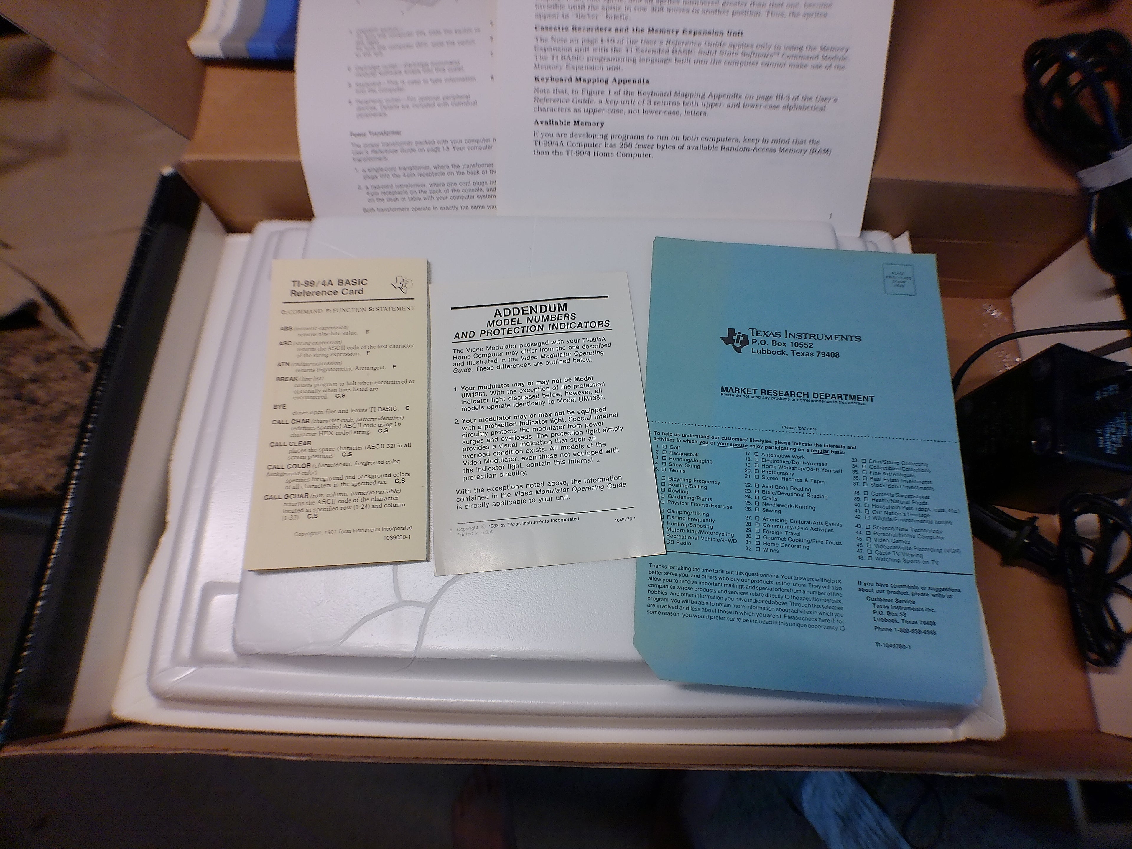 Texas Instruments TI-99/4A Home Computer — Complete in Original Box, Untested (As-Is)