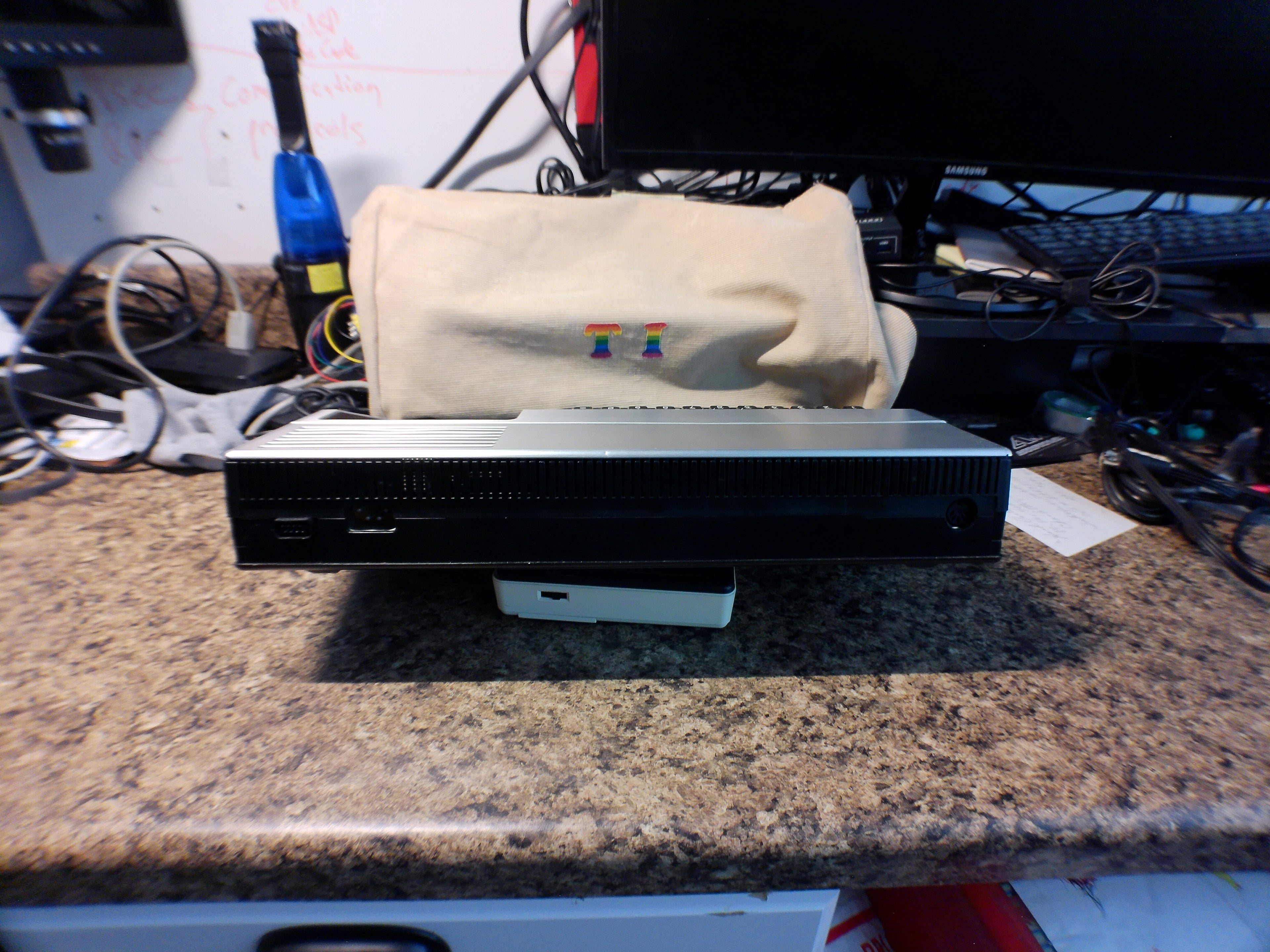 Texas Instruments TI-99/4A Home Computer with Dust Cover, Video Modulator & Joysticks — Untested (As-Is)