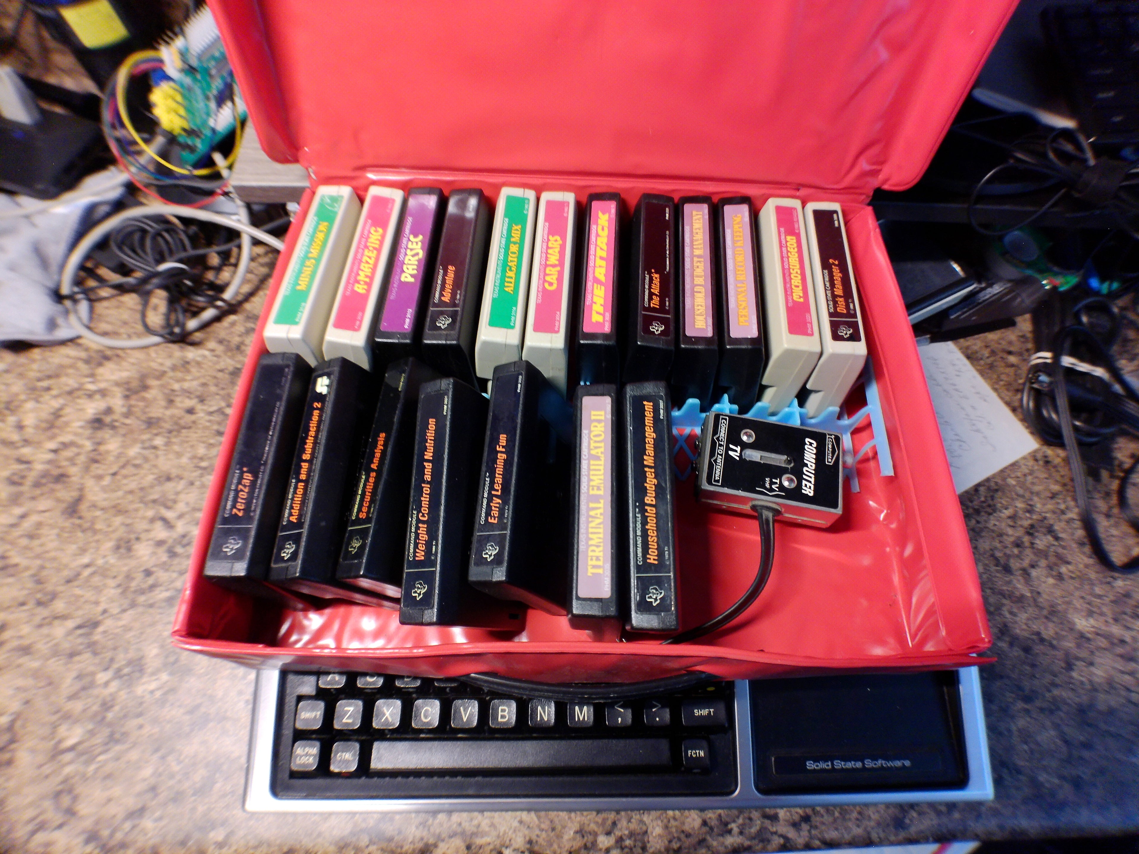Texas Instruments TI-99/4A Home Computer with ~17 Game & Software Cartridges — Untested (As-Is)