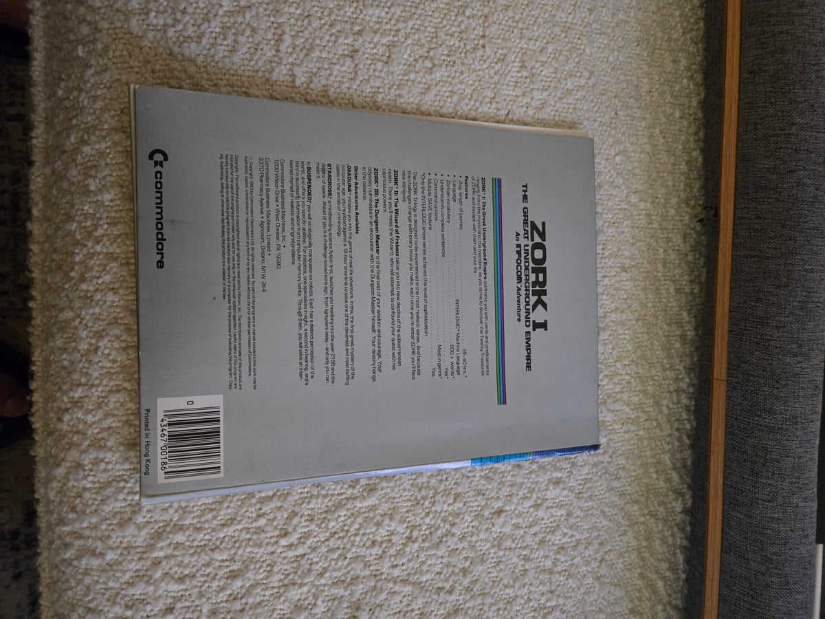 Zork I: The Great Underground Empire (Infocom) — Commodore 64 Disk, Excellent Box, Untested